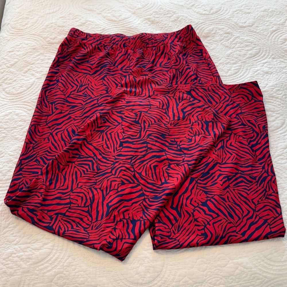Jude Connally red and blue patterned pants